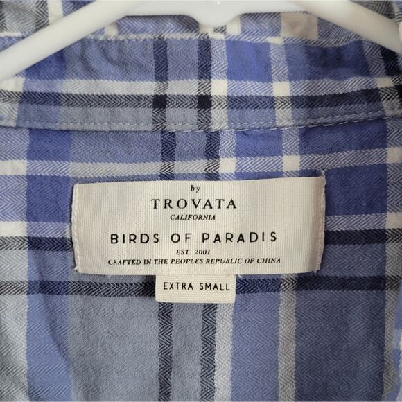 Birds of Paradise by Trovata Blue Plaid Button-Up Peplum Blouse Size XS - Picture 4 of 6